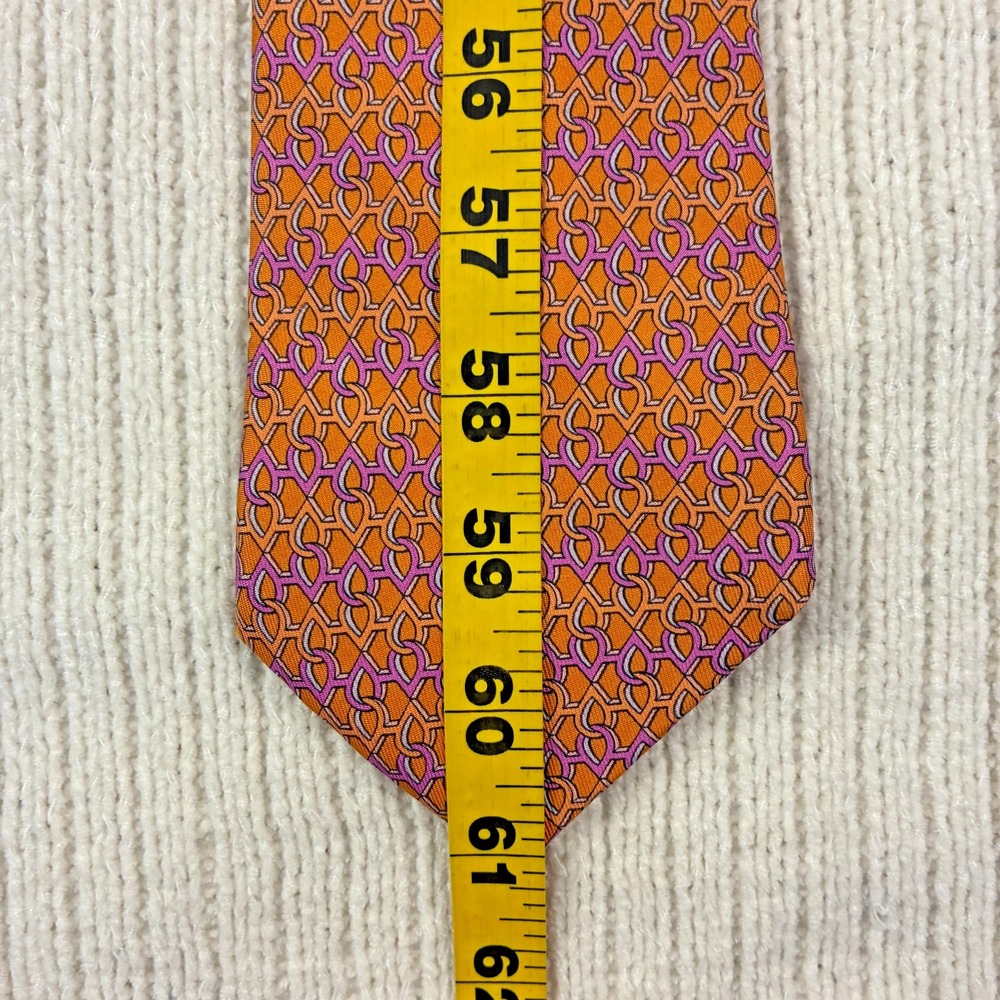 Hermes Silk Tie Chain Link Chained Teardrop Pattern 7958 EA Made in France - Picture 7 of 8